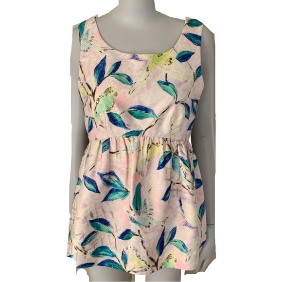 Anthropologie Tops - Anthropologie Leifsdottir Peplum Brocade Top Bird Pattern Metallic Sleeveless 0